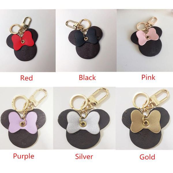 

women keychain big ear keyring cute pu chain bag charm boutique car holder mouse design key ring accessories, Silver