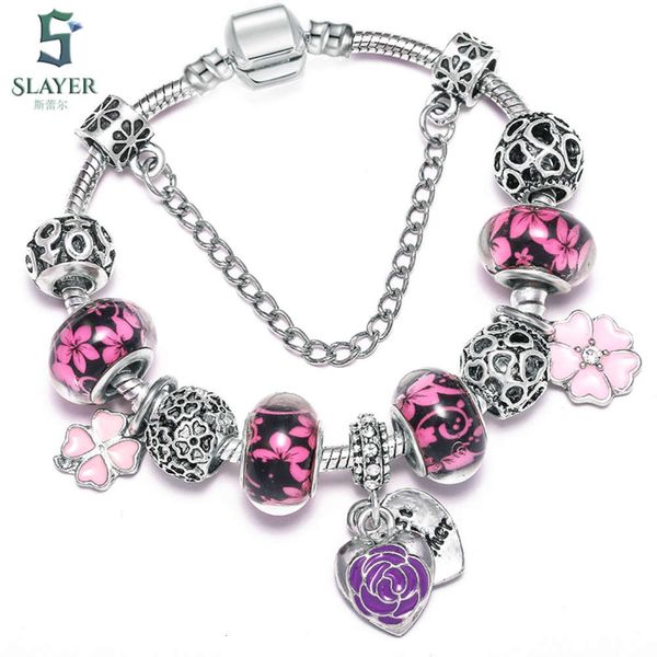 

charm lady bracelet flower pendant flower bracelet mother's day gift, Black