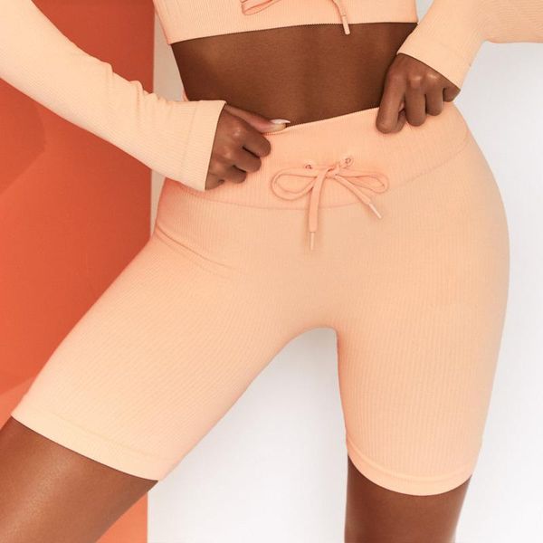 

women's shorts drawstring sports female high waist workout vital seamless fitness short leggings women ribbed gym athletic, White;black