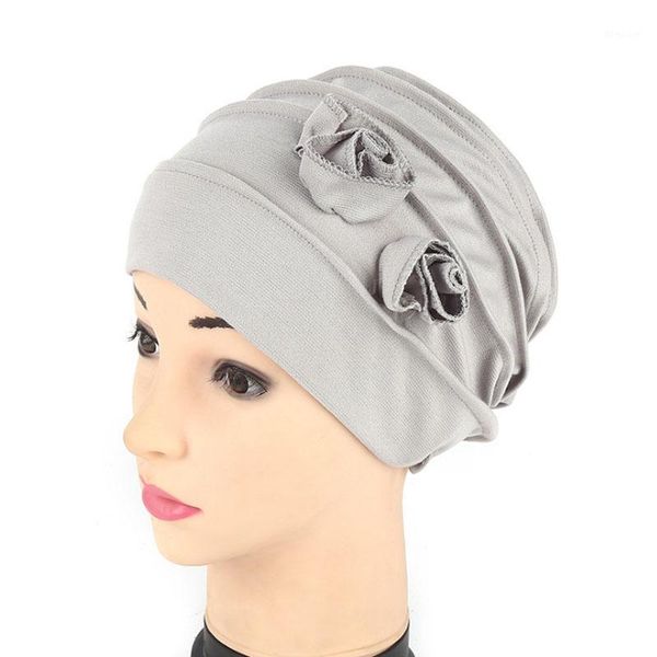 

ly 1pc muslim headband flower kerchief autumn cotton elastic hair accessories for women headwear turban cap hat1