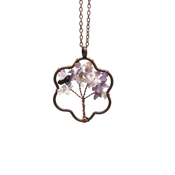 

chains natural stone amethyst stars moon butterfly tree of life charm clavicle chain vintage jewelry necklace gifts for ladies size 5mm, Silver