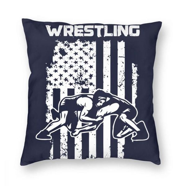 

cushion/decorative pillow wrestling flag usa wrestle wrestler fighter combat contact sports square case polyester throw funny cushion covers