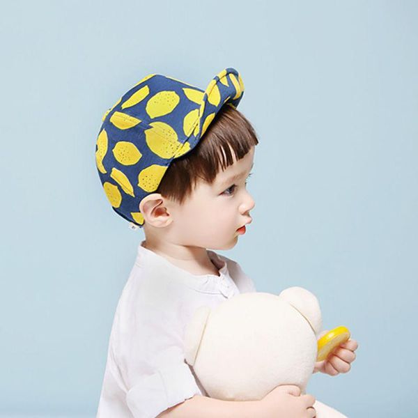 

hair accessories children fashion lemon printed hats cute baby hat for girls boys with soft brim summer caps, Slivery;white