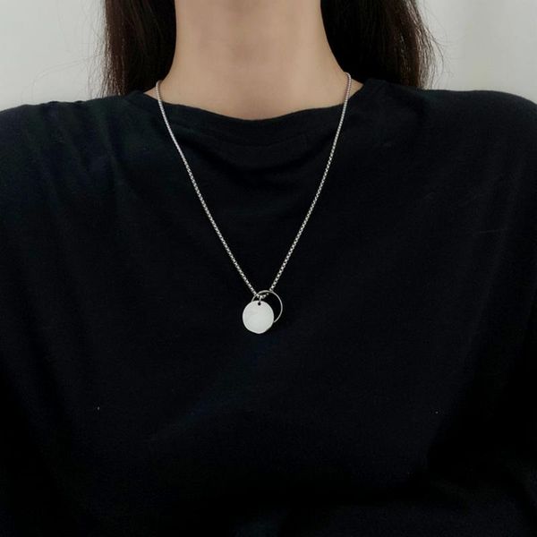 

chains round necklace pieces men's and women's temperamental minority autumn winter sweatshirt sweater chain, Silver