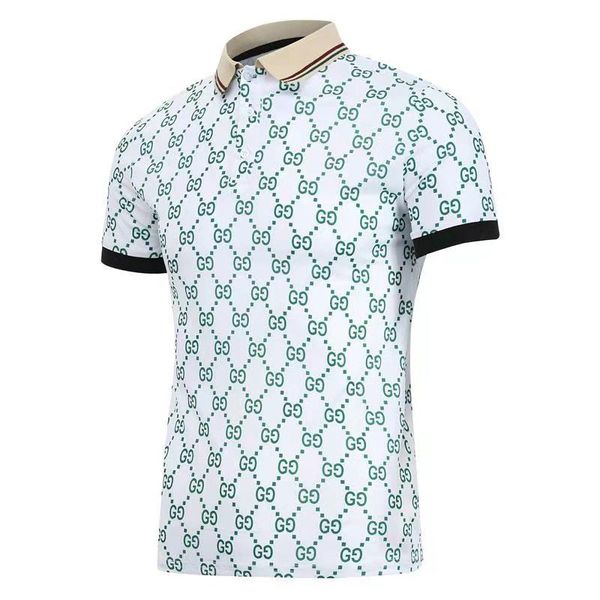 

men's tracksuits summer t-shirt lapel casual short sleeve print pullover top, Gray