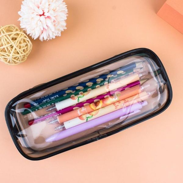 

pencil bags portable multi-purpose clear cosmetics organizer bag pouch large zippred pocket design for school travel retailsale