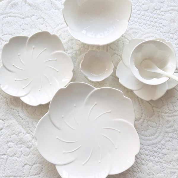 

bowls sakura ceramic lace tableware dessert bowl white household dinner plate breakfast plates coffee cup and saucer simplicity