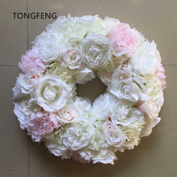 

decorative flowers & wreaths artificial rose hydrangea garland wedding decoration table flower ball arch rings 45cm ivory 10pcs/lot tongfeng