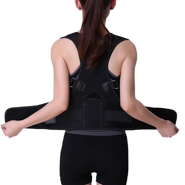 

men women wait support orthopedic back humpback belt correct posture brace thoracic and lumbar orthosis for, Black;blue