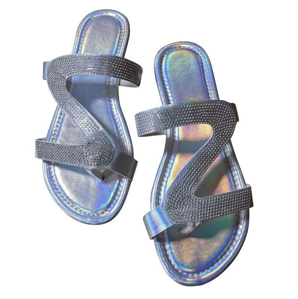 

slippers rhinestone slip-on flat slipper woman shoes crystal women's summer footwear non-slip breathable flip flops 2021, Black