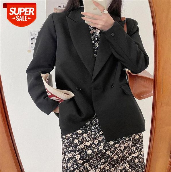 

li zhiqi temperament flap pockets loose shoulder pads and split back west jacket women 110419 #tt6z, Black;gray