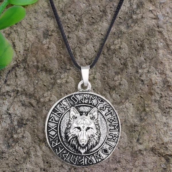 

vintage mens wolf animal head pendant necklace viking amulet gifts jewelry necklaces, Silver