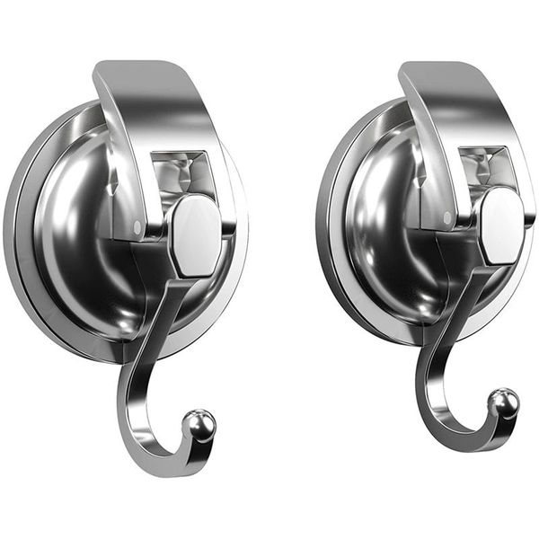

hooks & rails 2 pack silver heavy-duty suction cup easy to install and removable without punching for kitchen bathroom restroom
