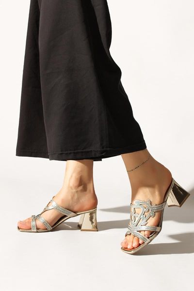 

slippers gold mirror, Black