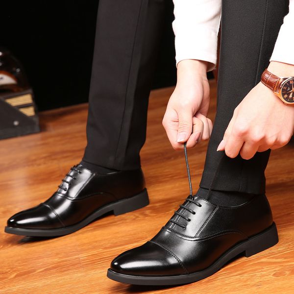 

shoe men black oxford office men's big leather toe pointed to business formal shoes rty78 1h08