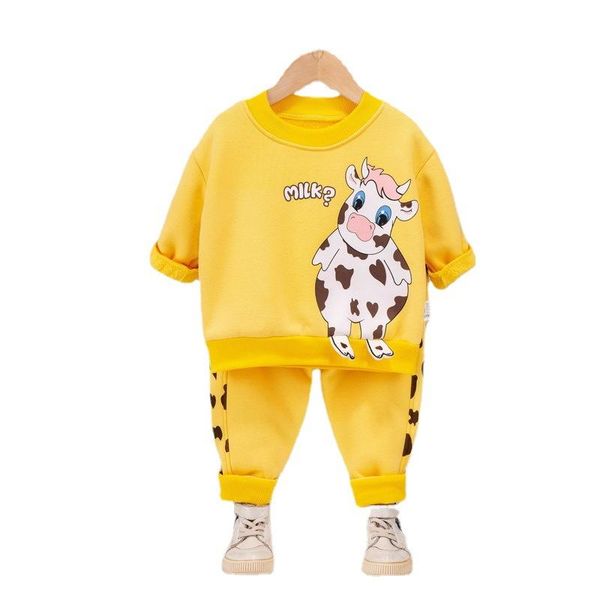 

clothing sets baby boys girls cartoon animal print spring autumn toddler kids long sleeve t-shirt sweatshirt+pants 2pcs infant suits, White