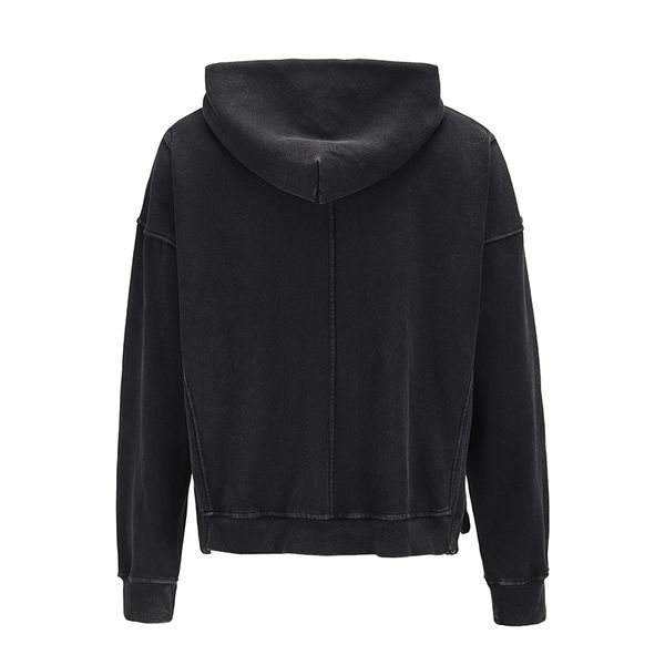 

men's hoodies & sweatshirts kanye washed retro-side split male hoodie weird harajuku thing with streetwear oversize front pocket solid, Black