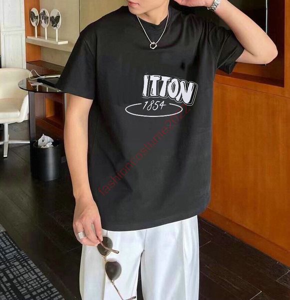 

mens designer t shirts new brand fashion regular fit france luxury men chain print t-shirt crewneck conton tee shirt homme 1854, White;black