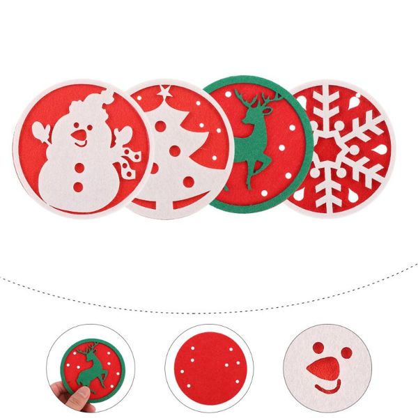 

mats & pads 8pcs christmas elements round felt nonslip cup