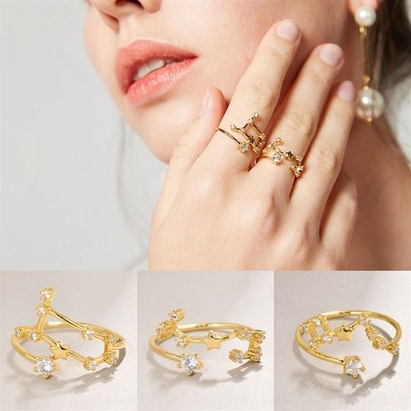 

hoq twelve constellations fashion openin band rins copper zircon irlfriends ift twelve constellations fashion openin copper zircon girlfrie, Silver
