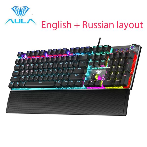 

aula f2088 mechanical gaming keyboard anti-ghosting 104 brown switch blue wired mixed backlit keyborad for game lappchello