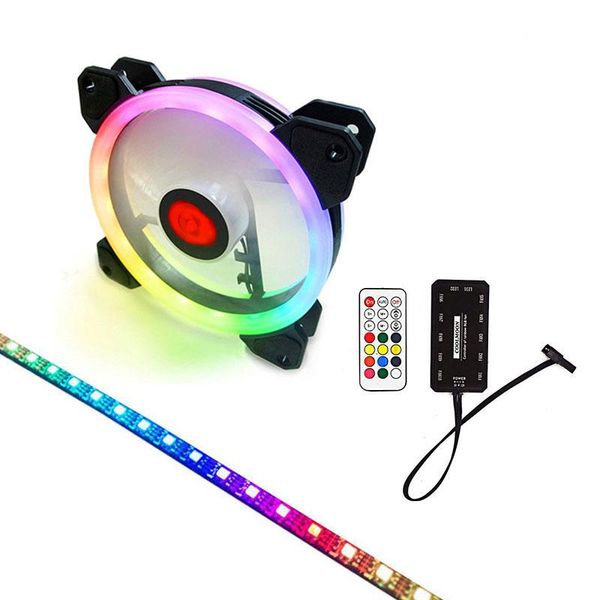 

fans & coolings rgb aurora cooling fan 120mm 6pin controller led ring for computer water cooler color adjustable radiator