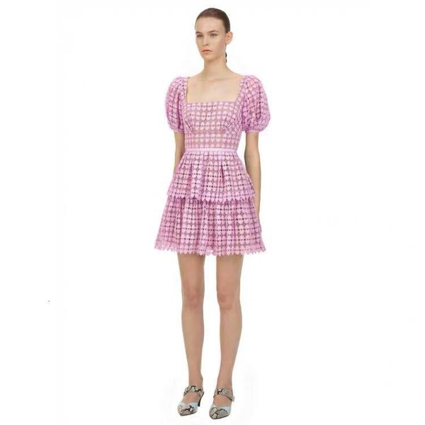 

casual dresses runway women self portrait asymmetrical chic patchwork lace dot ladies party vestido 63fh, Black;gray