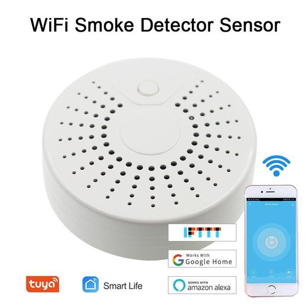 

smart home control tuya wifi independent smoke detector sensor fire alarm security system protection