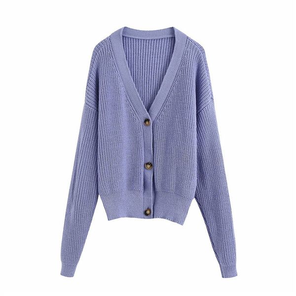 

women's knits & tees women casual single breasted summer purple za sweater female fashion long sleeve v-neck knitted cardigans top, White