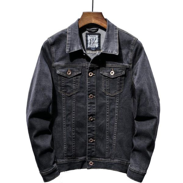 

men's jackets 202 autumn classic retro black denim jacket fashion casual cotton big pocket lapel for men, Black;brown