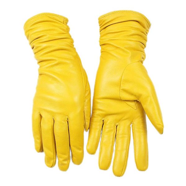 

five fingers gloves fashion brand female soft solid color women winter warm ladies velvet genuine leather outdoor driving mitten s2779, Blue;gray