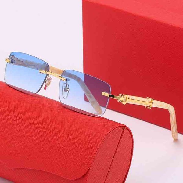 

2022 factory wholesale pawes nieuwe mannen randloze bril frame plank vierkante zonnebril optische bijziendheid clear s 2053, White;black