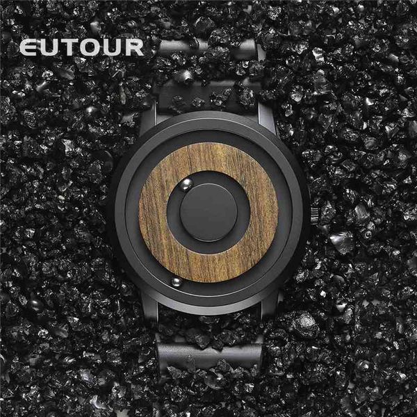 EUTOUR minimalista novità quadrante in legno cinturino magnetico senza squame cinturino orologio da uomo moda foresta naturale 210407