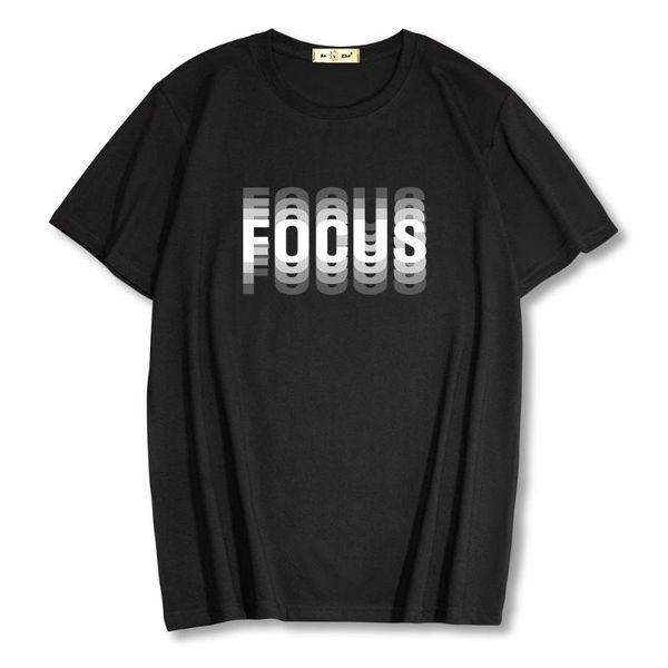 

summer loose focus print men t shirt 100% cotton casual o-neck tshirt short sleeve t-shirt male tee men's t-shirts, White;black
