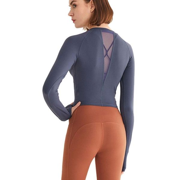 

yoga outfits women's long sleeve outdoor plain breathable quick dryingl active sports shirt, White;red