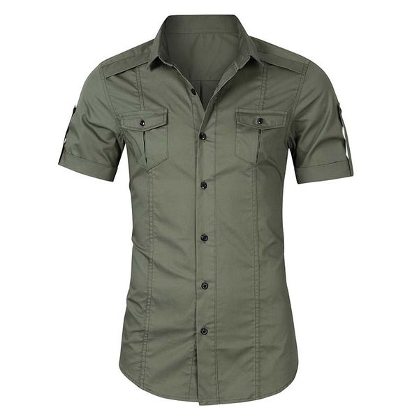 

brand new 100% cotton military cargo shirt men short sleeve big size summer casual army tactical men shirt chemise, White;black
