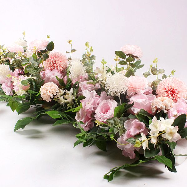 

50/100cm diy wedding flower wall arrangement plies silk peonies rose artificial flower row decor wedding iron arch backdrop