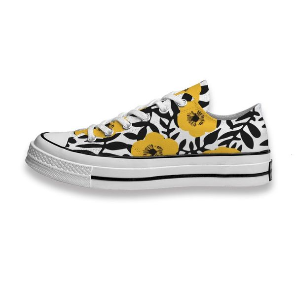 

custom printed shoes cute yellow chrysanthemum flower sneakers low mens womens skateboard sport footwear diy trainers canvas casual