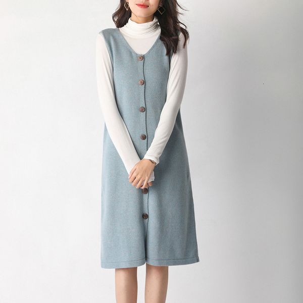 

tanks 2021 autumn winter women sleeveless wool long coat female v-neck knitted sweater loose warm cashmere vest outwear, White