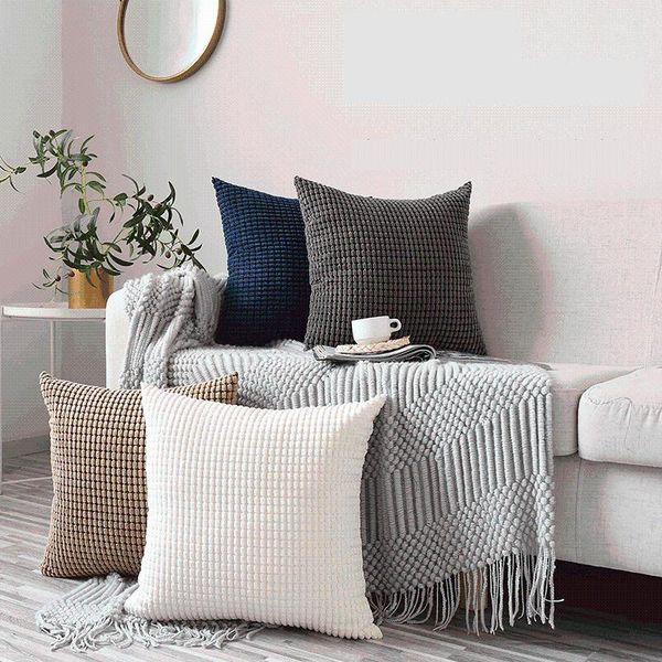 

cushion/decorative pillow nordic throw covers sofa plush pillowcase solid color farmhouse home decor bedside back cushion without core