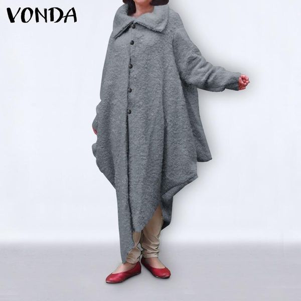 

women's jackets 2021 women coats solid overcoats irregular faux fur winter warm button up plus size loose outwear s-5xl, Black;brown