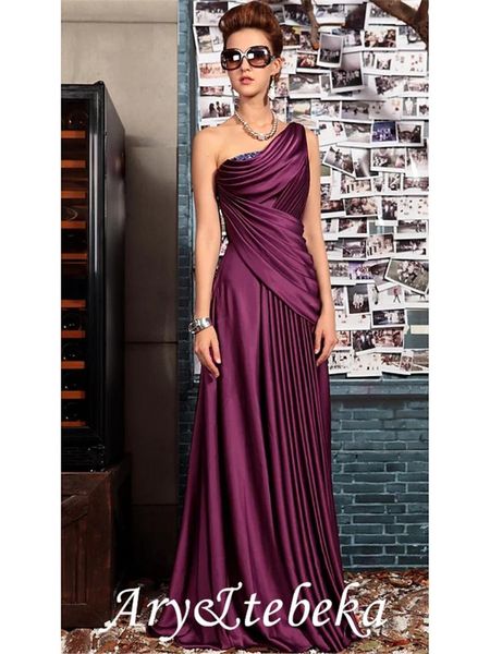 

party dresses elegant wedding guest formal evening dress one shoulder sleeveless floor length satin with pleats crystals draping 2021, White;black