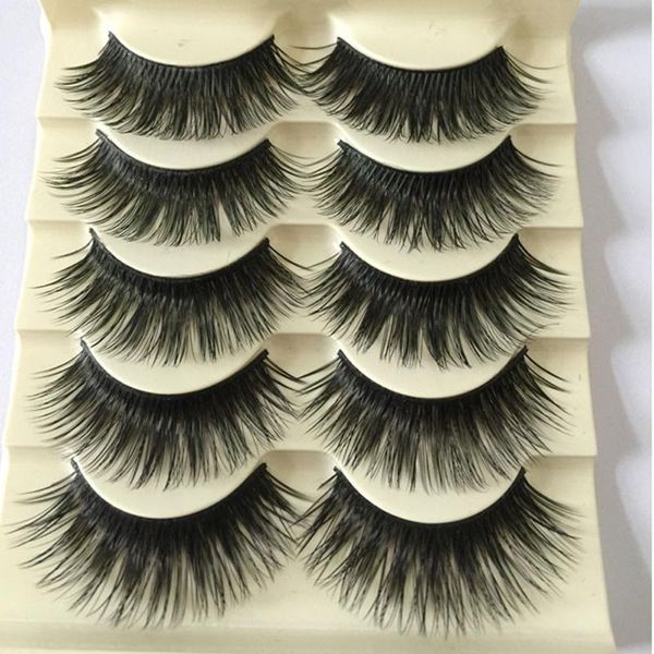 

false eyelashes 5pairs natural long full volume cross thick wispy fluffy lashes handmade extension makeup beauty tools