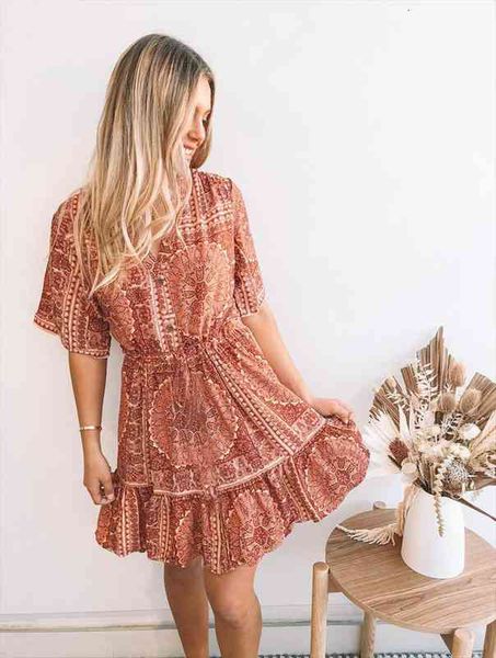 

tie neck ruffles floral women dress print beach bohemian mini rayon cotton ethnic shirt vestidos, Black;gray