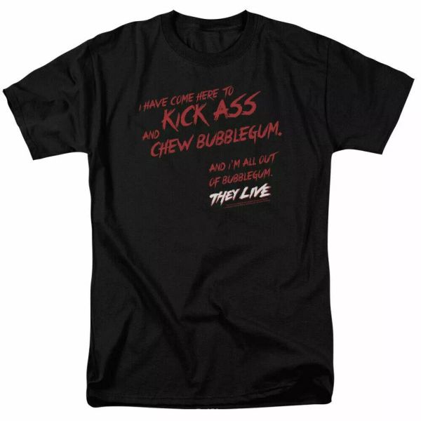 

they live chew bubblegum t shirt mens licensed movie tee george frank black, White;black