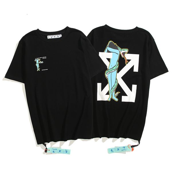 

off fashion brand white beauty snake arrow print short sleeve t-shirt, White;black