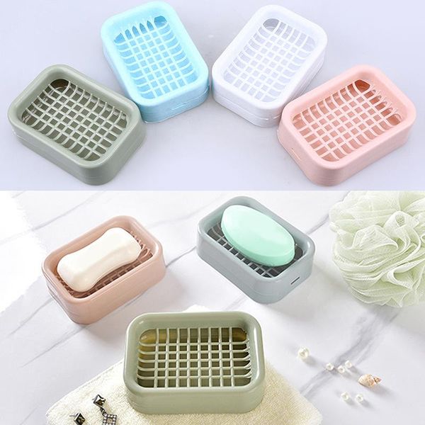 

double-layer soap tray holder plastic shower dish non-slip draining tool drainage box bathroom accessories dishes