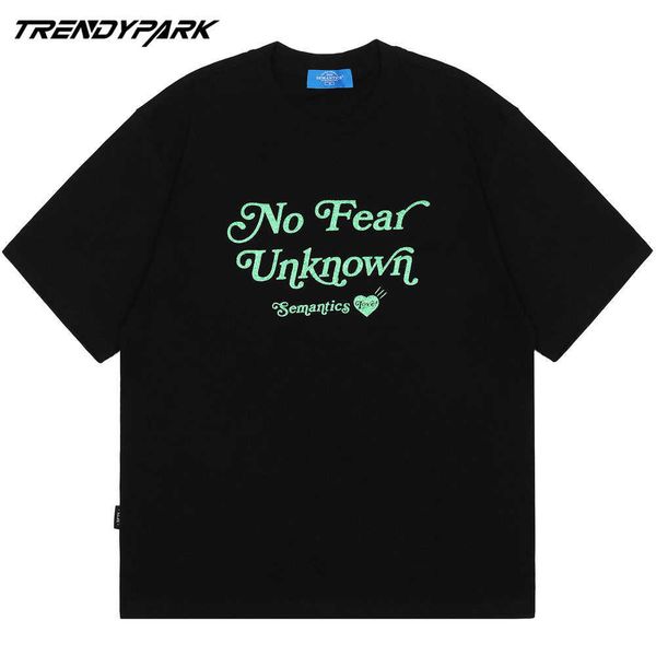 

ss men's tshirt letters no fear print hip hop summer short sleeve oversized harajuku cotton tees women men clothing 210601, White;black