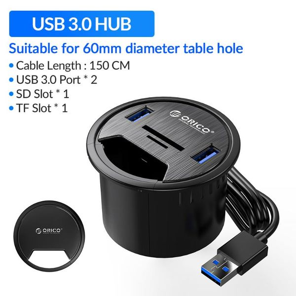 

hubs orico desk grommet usb for deskpc3.0 hub 5gbps high speed type c splitter sd tf dock station headphone mic adapter