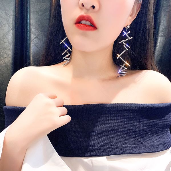 

earrings fashion exaggeration super flash 925 silver needle geometric irregular earrings